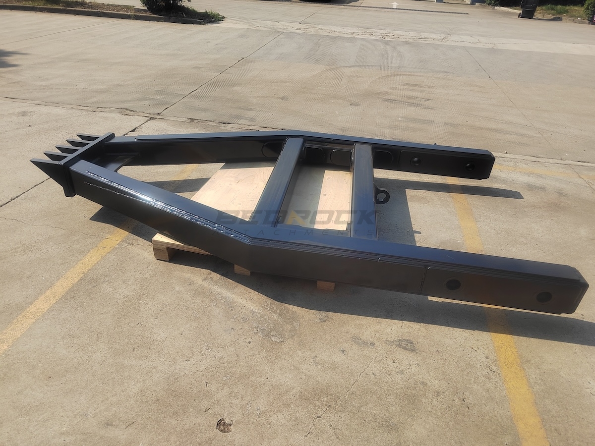 New BEDROCK Foldable Stick rake for D6R Tree Pusher with Cutter Bar ...