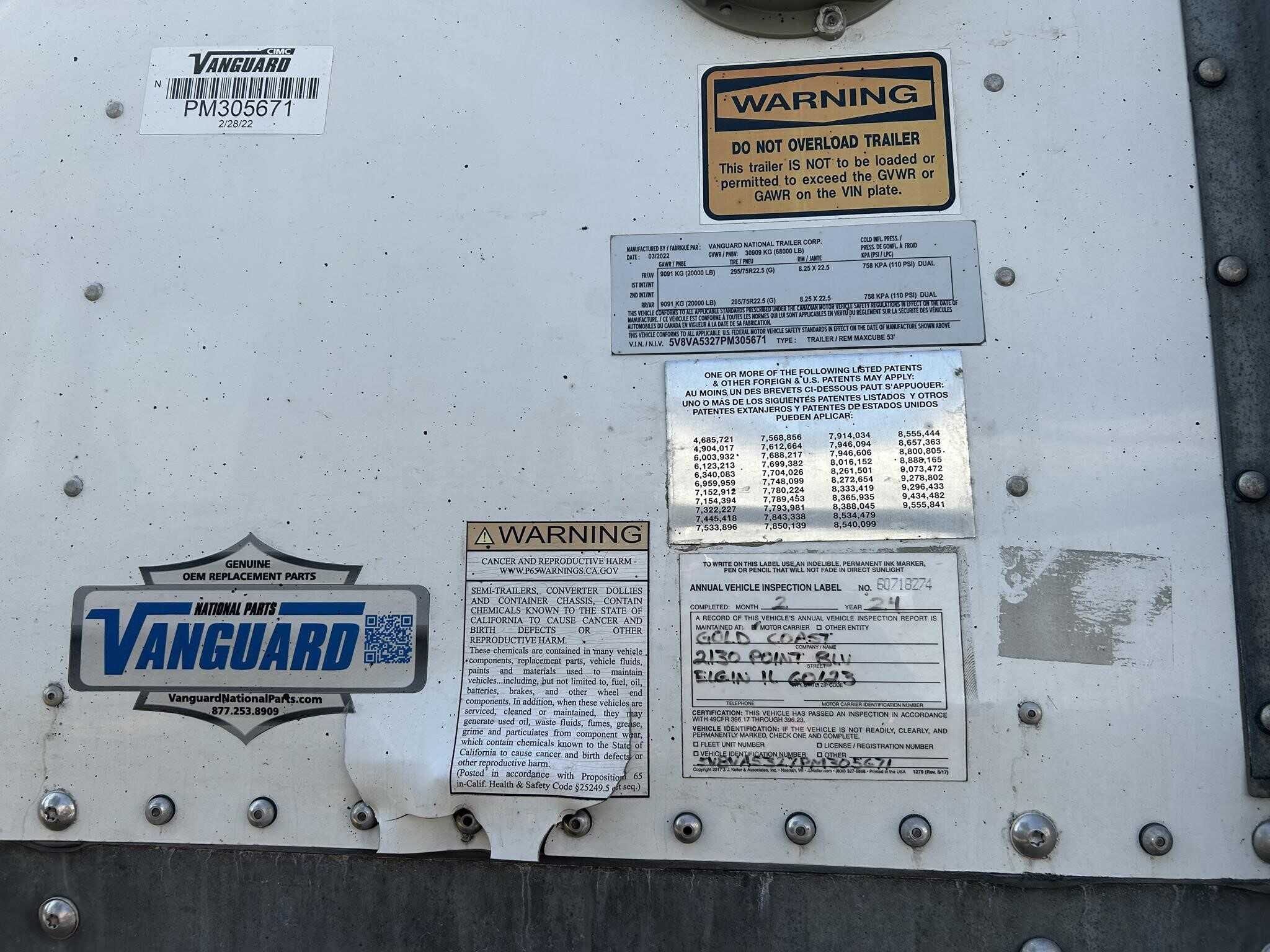2023 Vanguard National 53 ft dry van