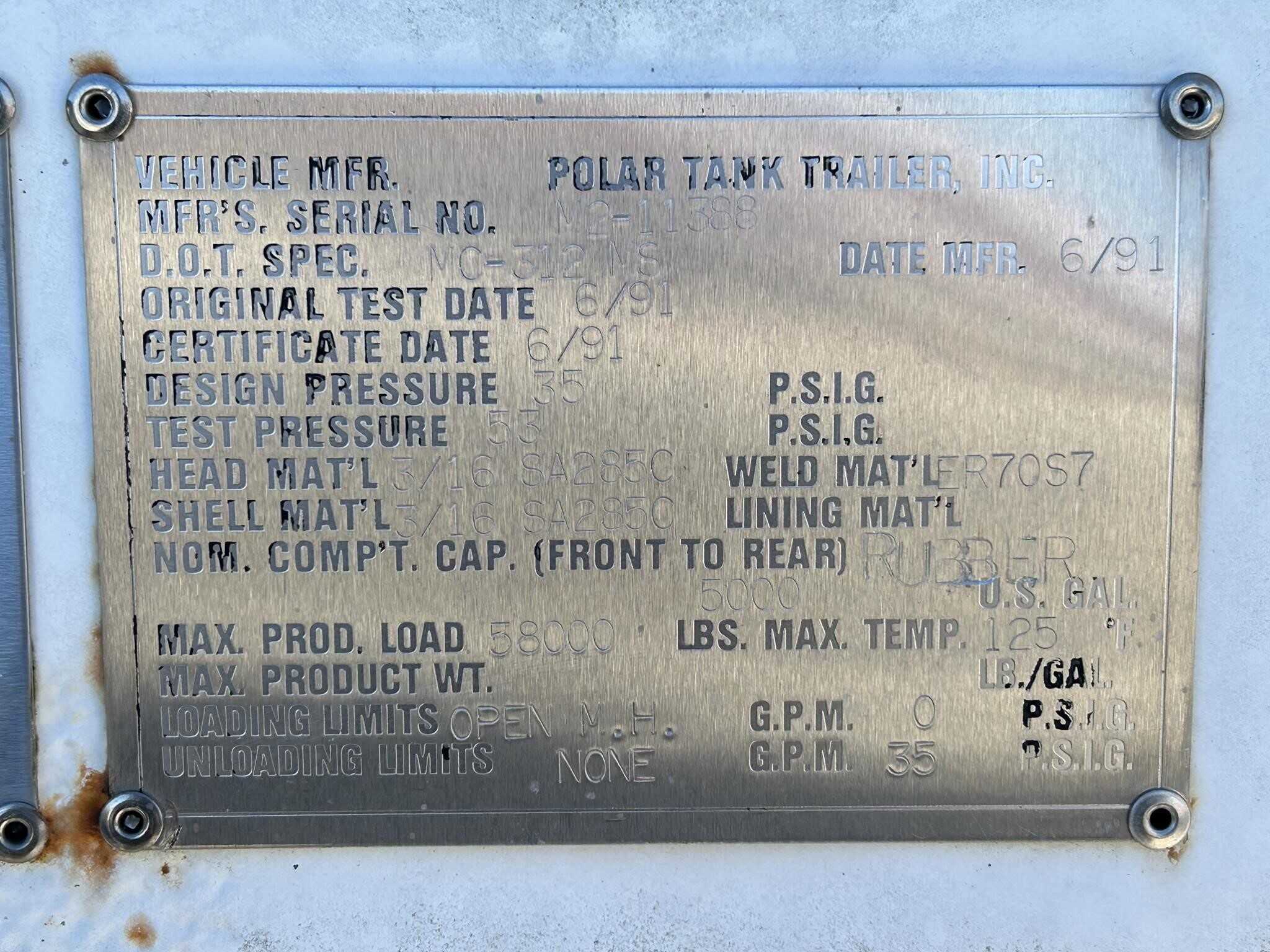 1991 Polar 5000 gal