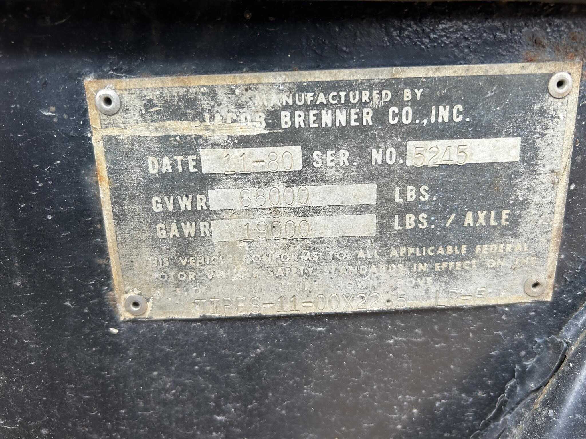1981 Brenner 6250 gallon