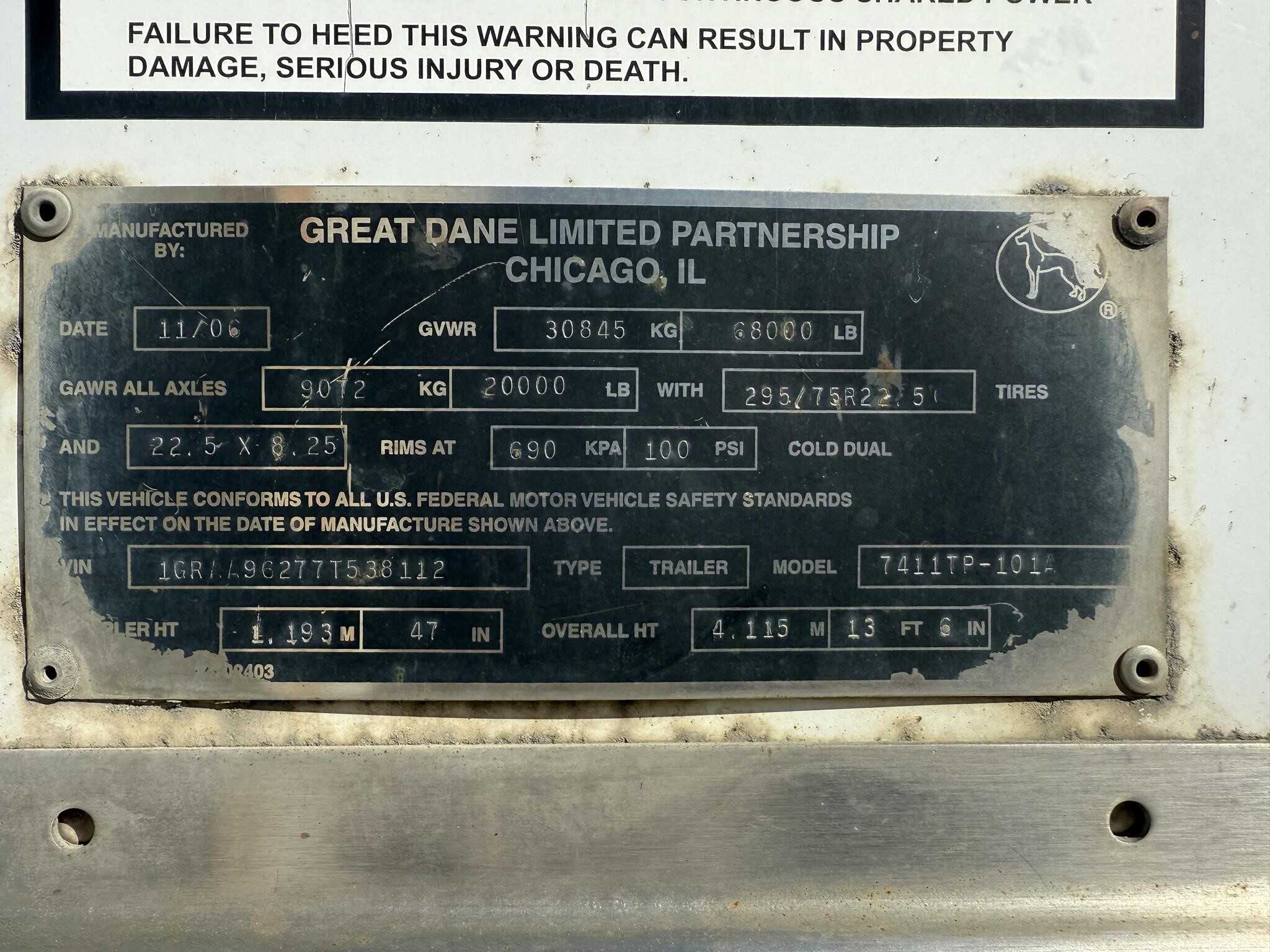 2007 Great Dane 48 ft air ride dry van