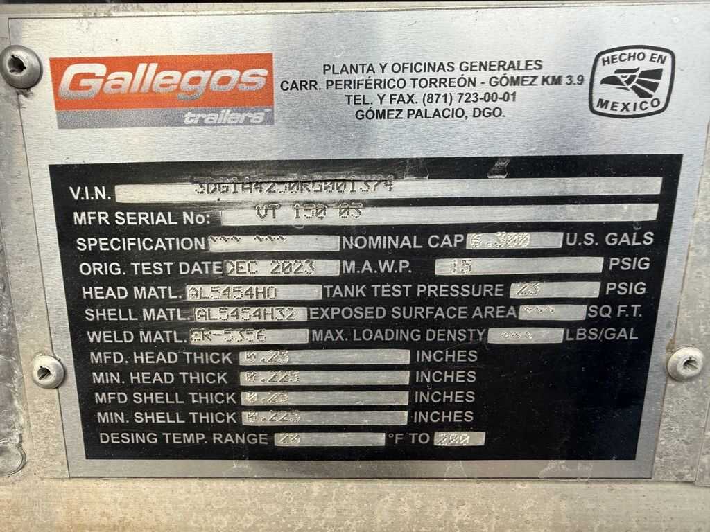 2024 Gallegos vacuum tank trailer