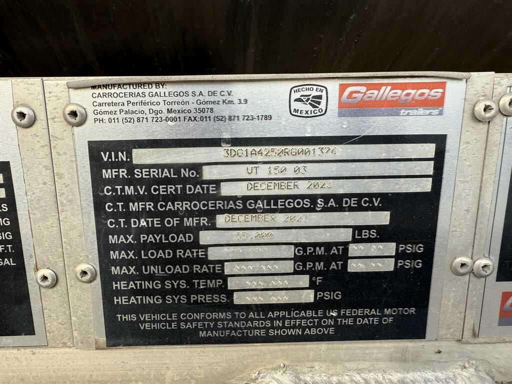 2024 Gallegos vacuum tank trailer