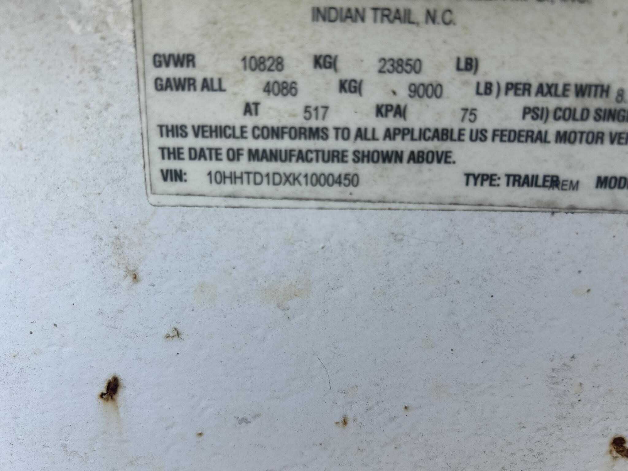 1989 Hudson 10 ton pintle
