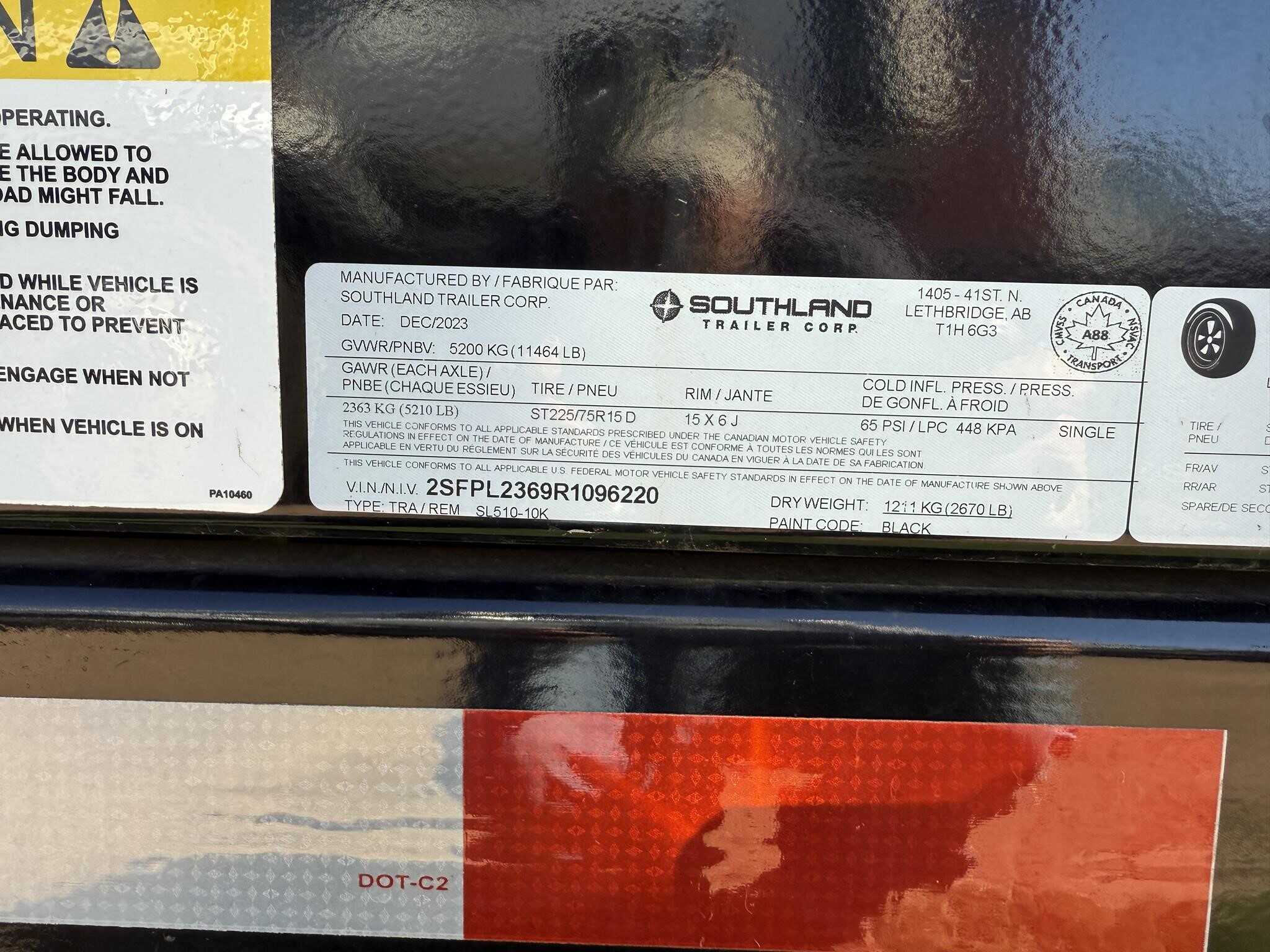 2024 Southland dump trailer