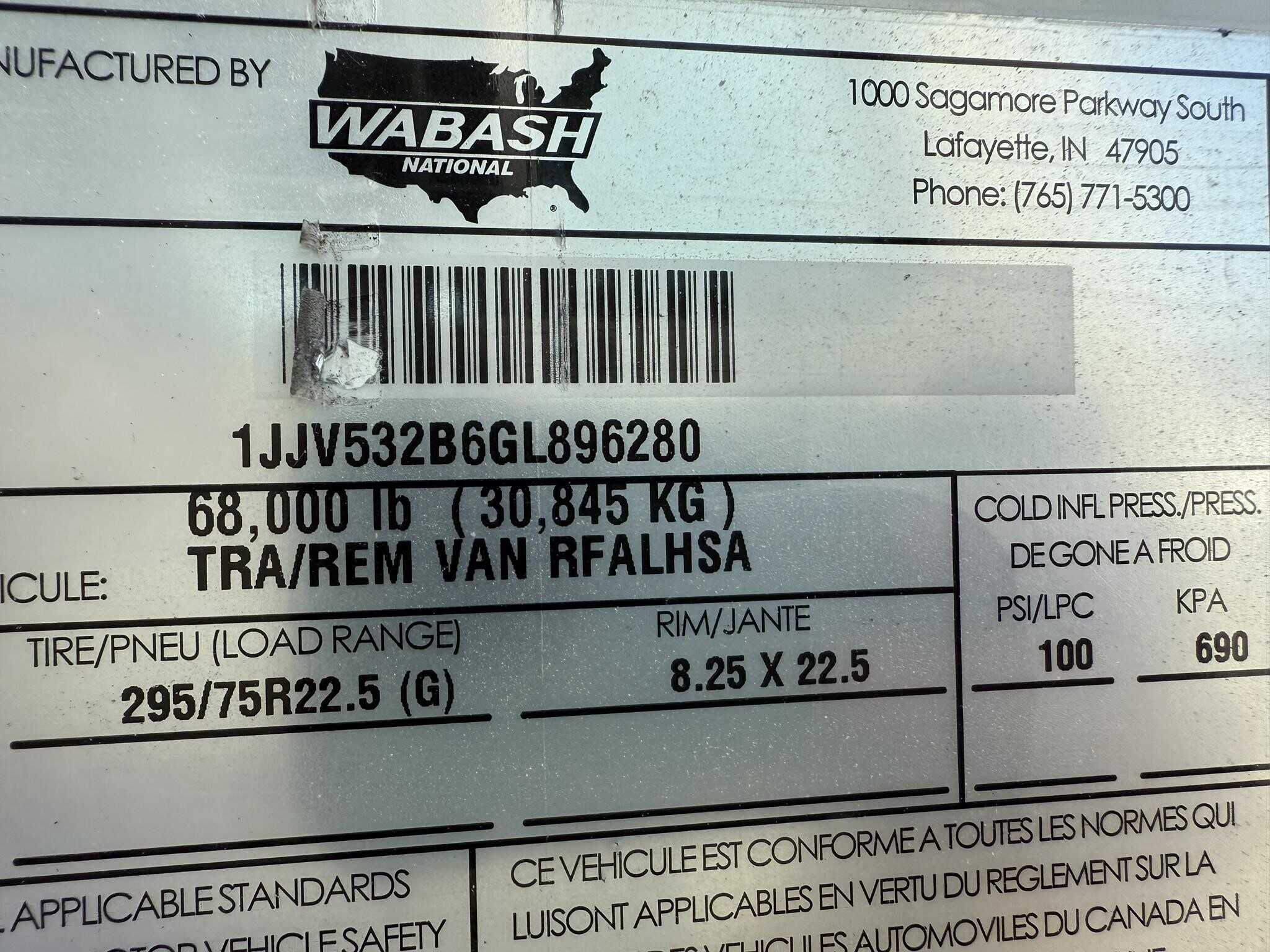 2016 Wabash 53 ft reefer