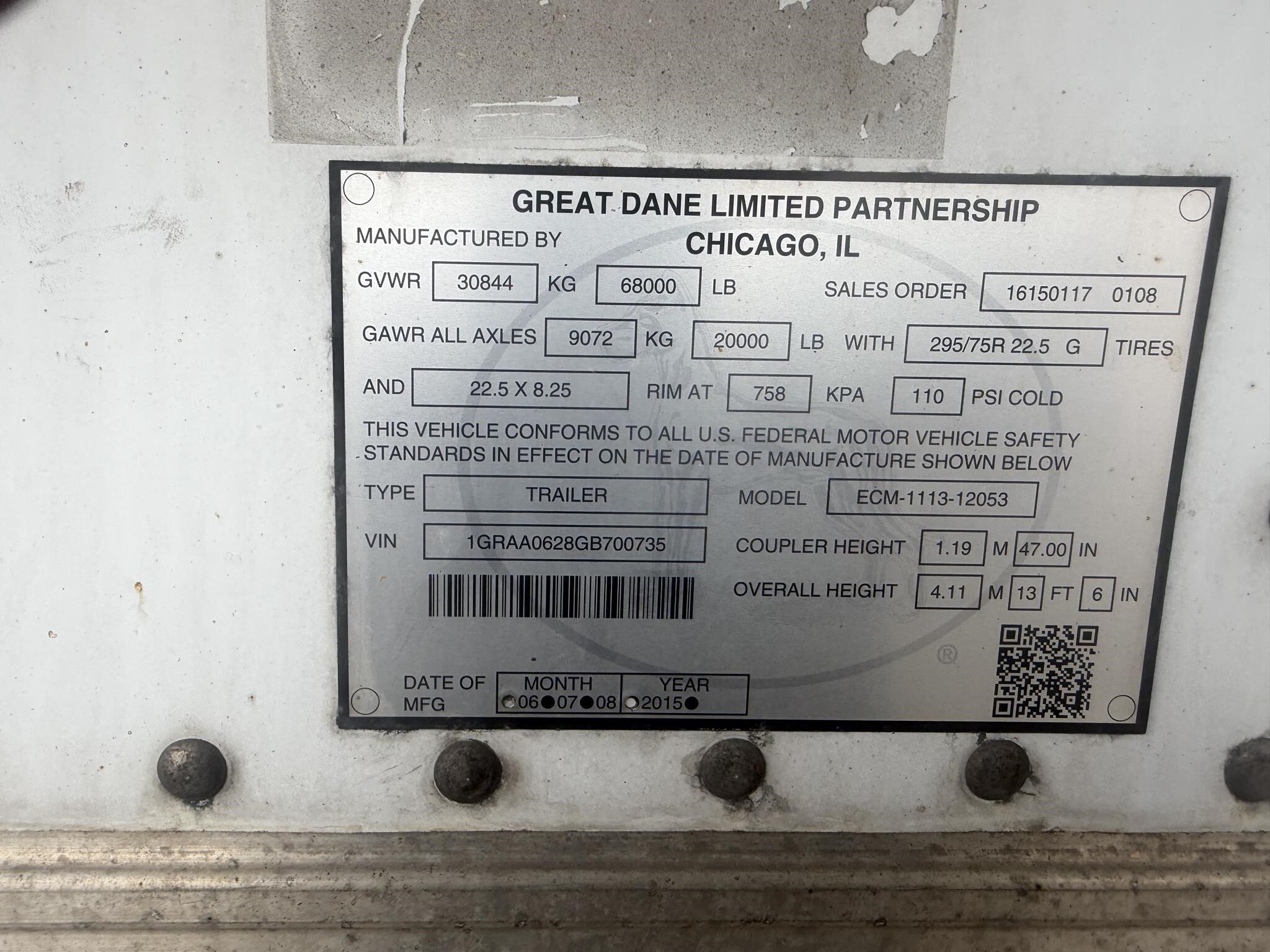 2016 Great Dane 53 ft reefer