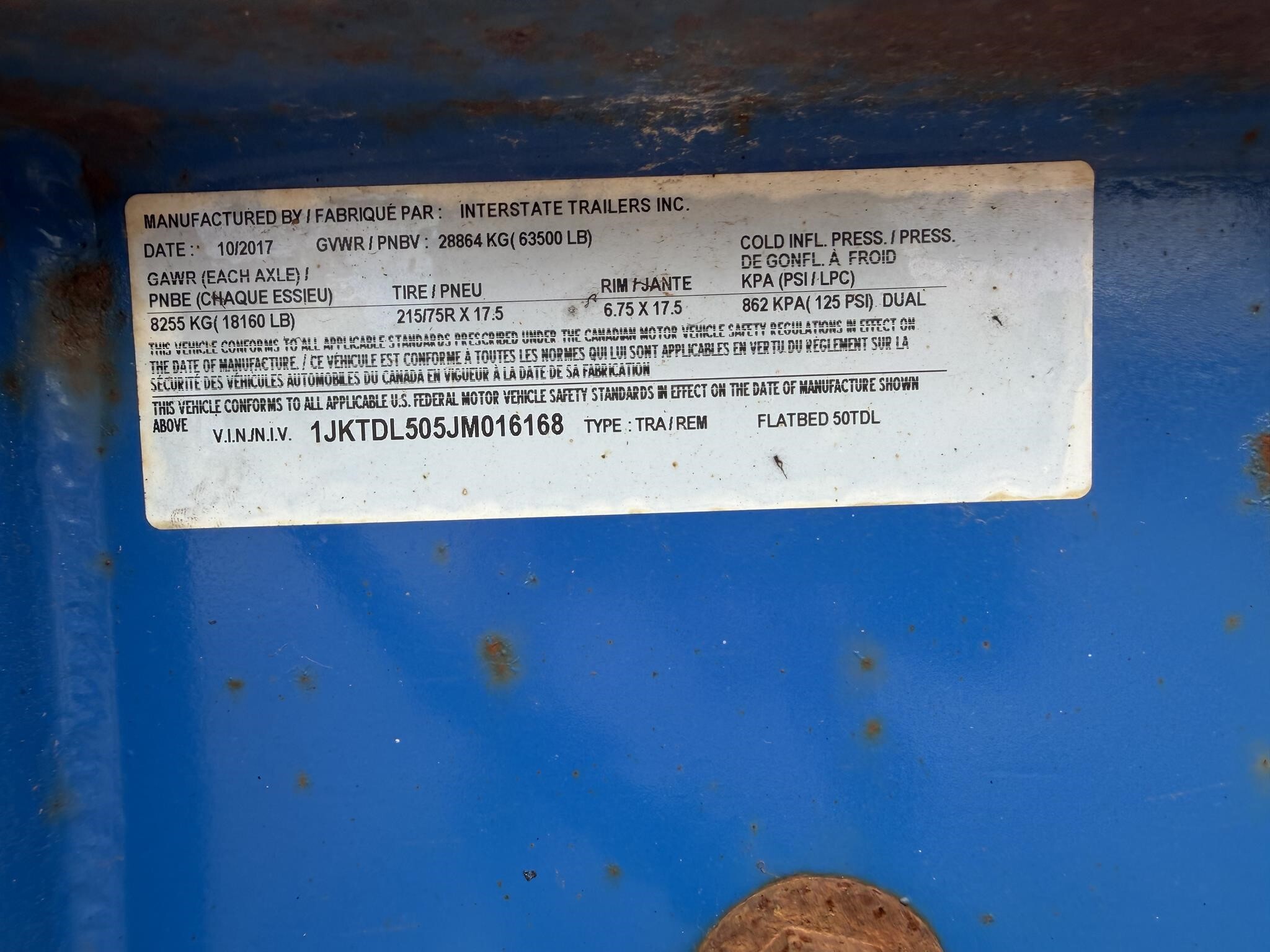 2018 Interstate 30 ton tilt pintle